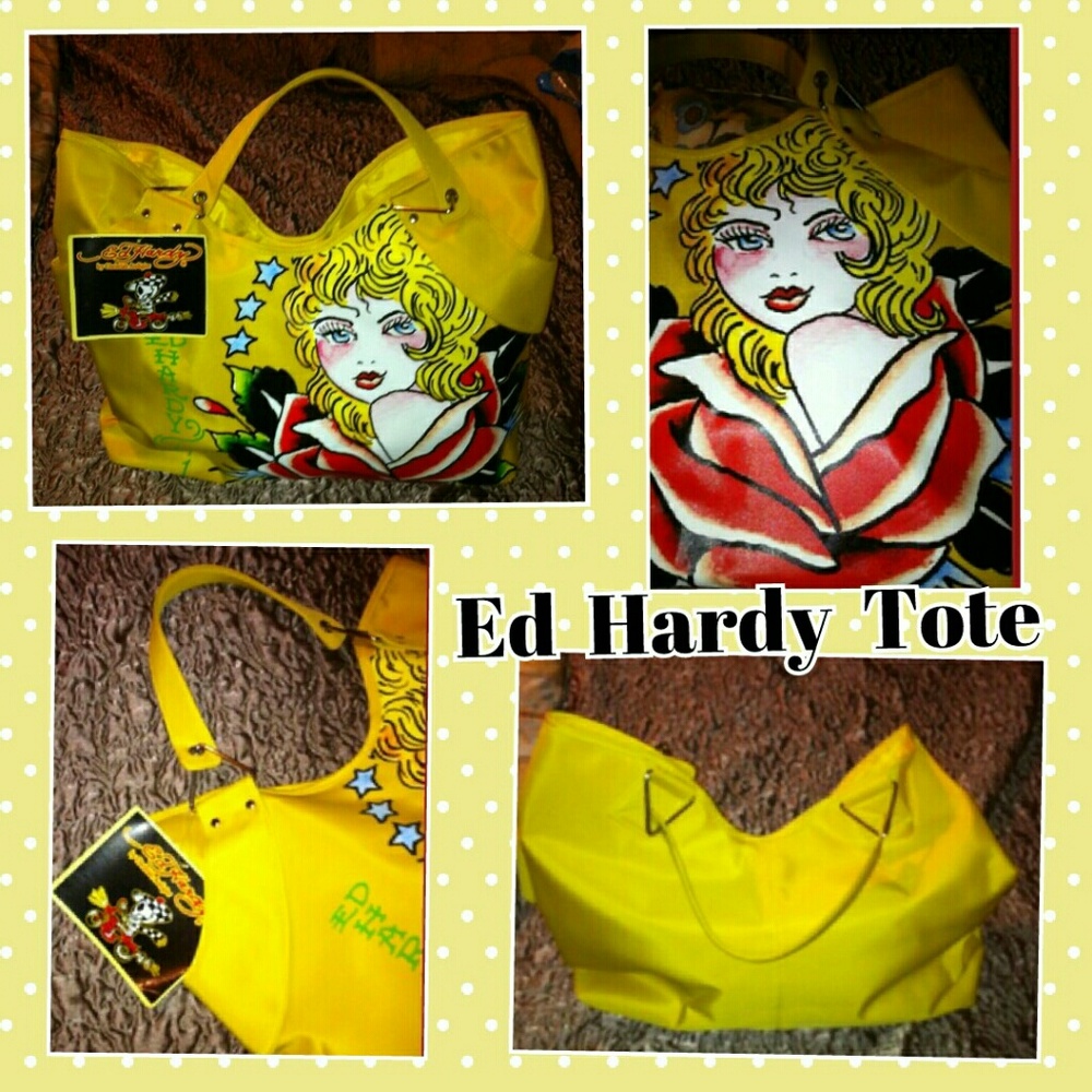 New Authentic Ed Hardy Veronica Yellow Tote (LAST ONE)